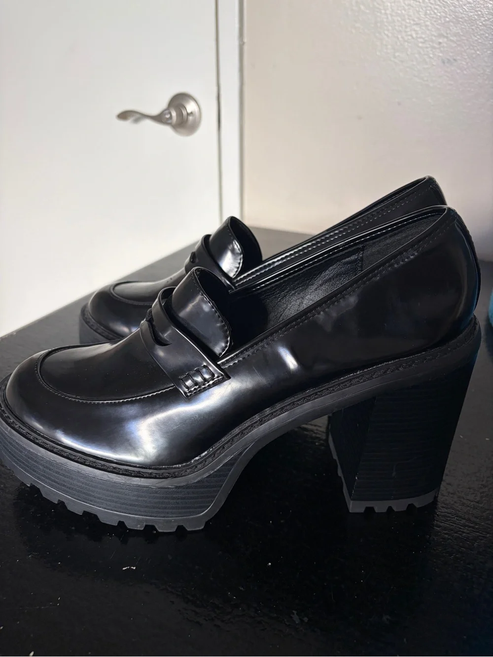Madden Girl - Black Platform Loafers with a chunky heel - 11 Womnen’s